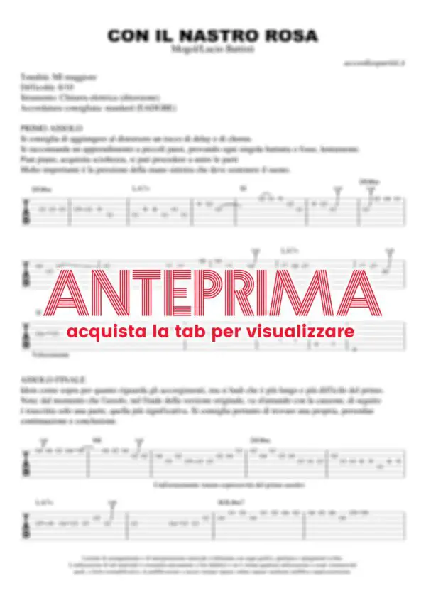 CON IL NASTRO ROSA Tab Chitarra 100 Corretta