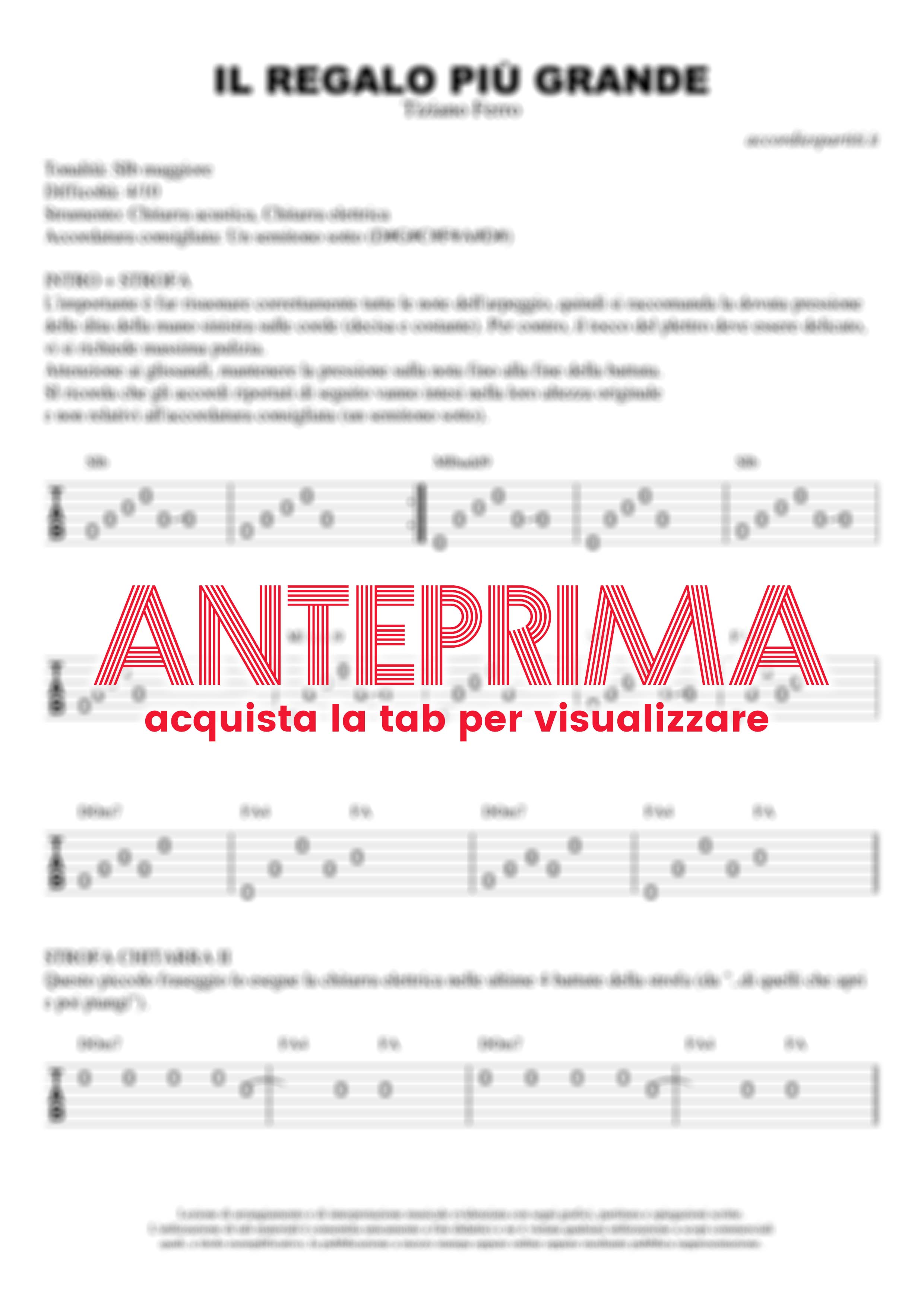 IL REGALO PIÙ GRANDE Tab Chitarra 100 Corretta