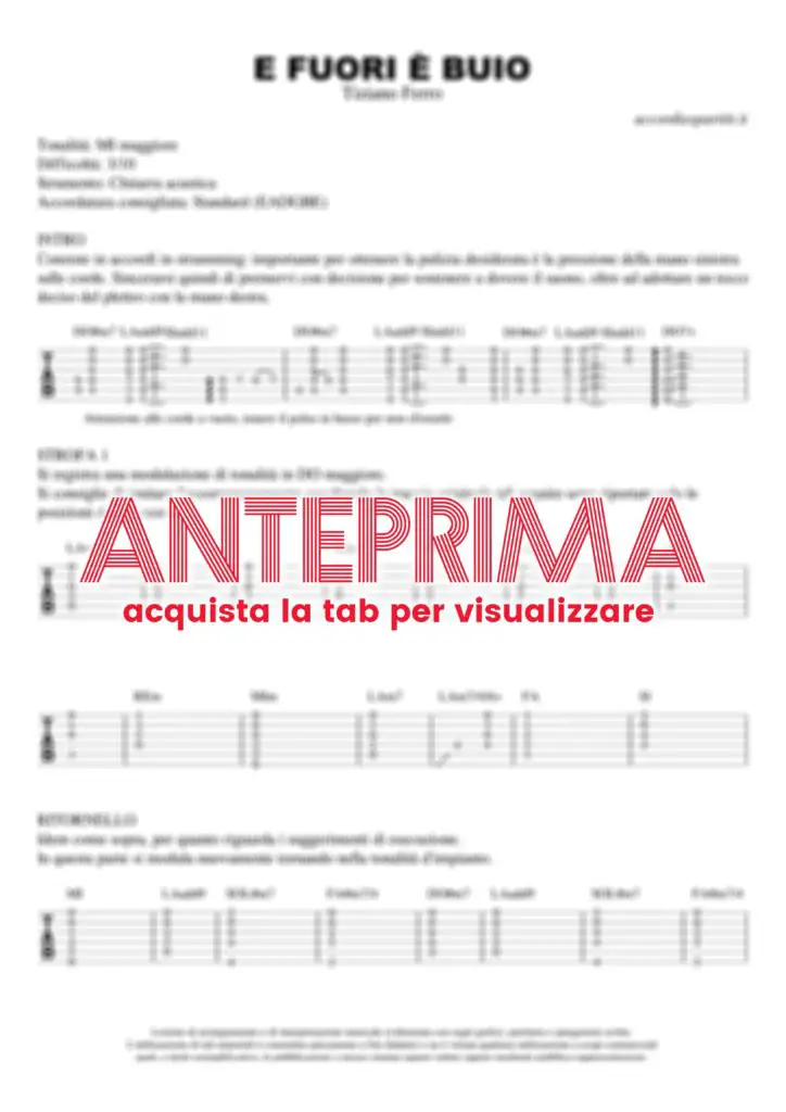 E FUORI È BUIO Tab Chitarra 100 Corretta E FUORI È BUIO Tab Chitarra 100 Corretta