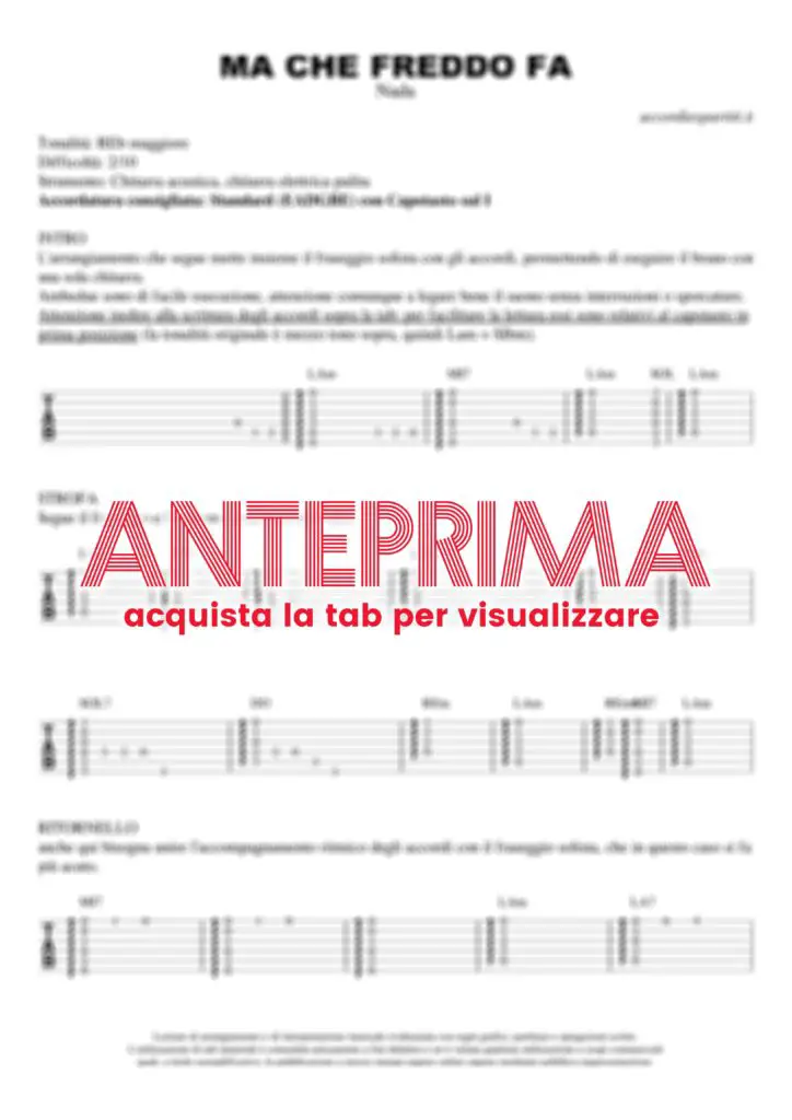 MA CHE FREDDO FA Tab Chitarra 100% Corretta